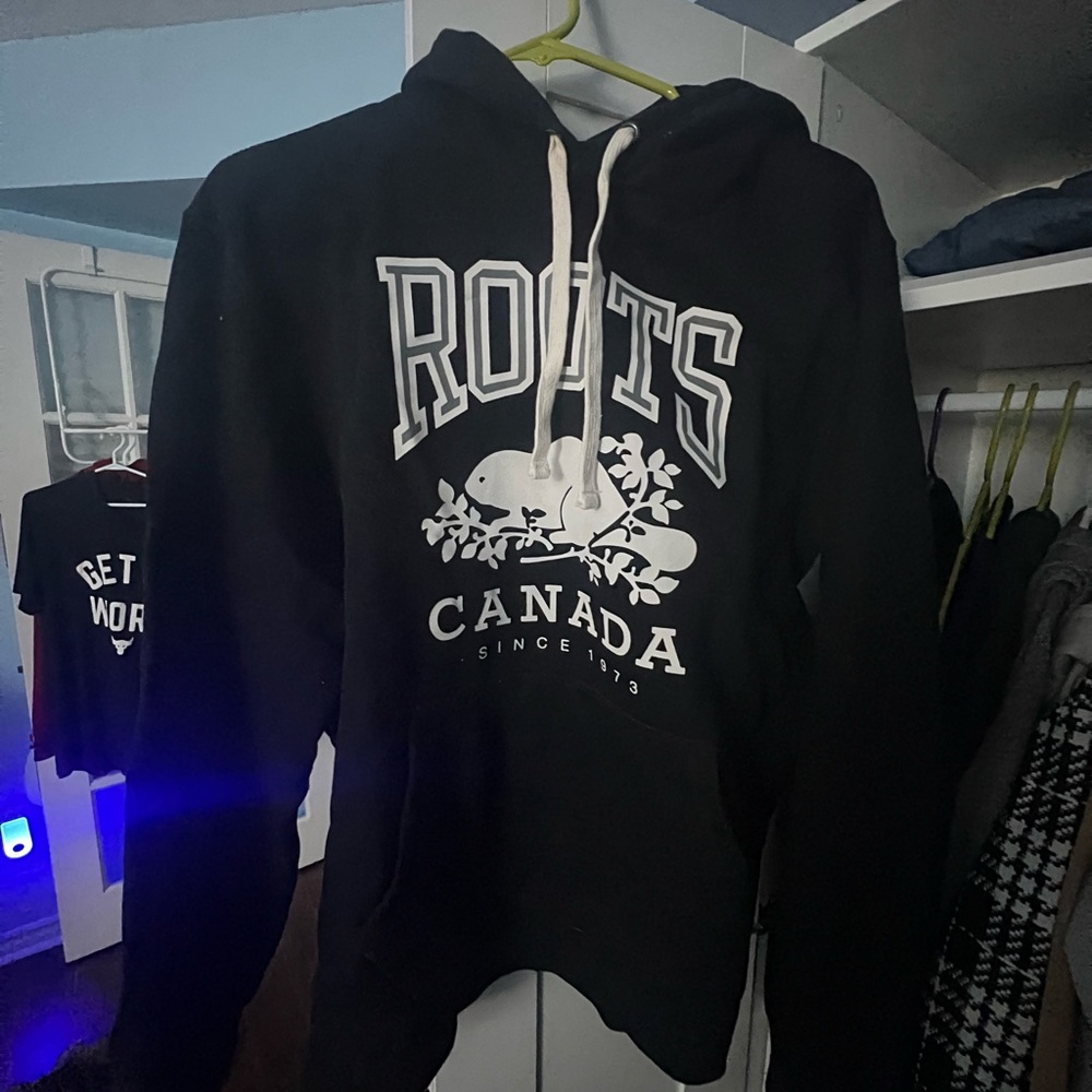 Roots Black Hoodie with White Accents